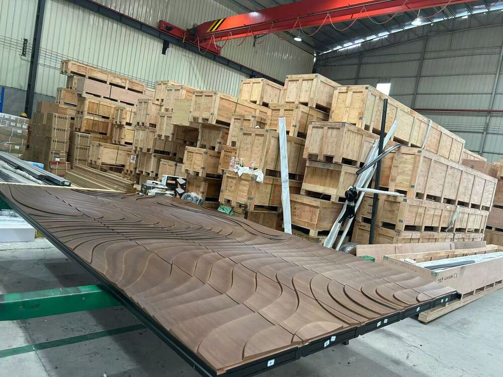 Custom carved wave-pattern garage door panel crafted at Senhai's factory