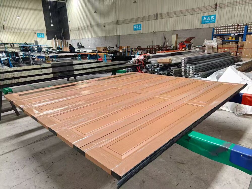 Carriage-house style garage door panel manufactured at Senhai's factory