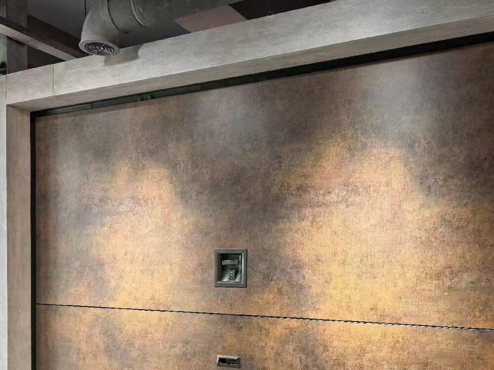 Frameless garage door with integrated flush hardware finish